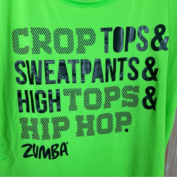 Zumba High Tops and Hip Hop Neon Green Tulip Top (L) - Picture 2 of 6